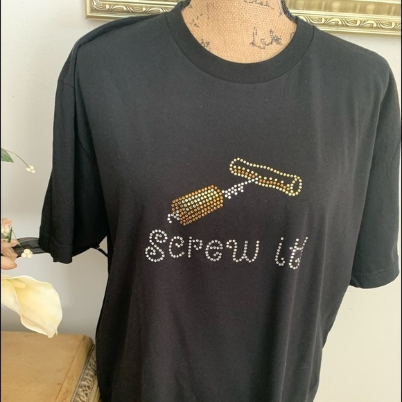 SCREW It Rhinestone t-Shirt size Medium & xlarge - Picture 3 of 4